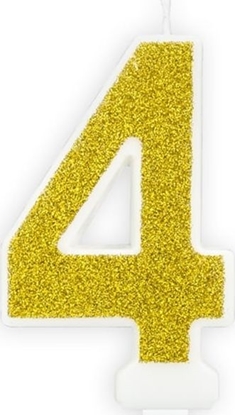 Picture of Party Deco wieczka cyferka z brokatem - 4 - 1 szt. uniwersalny