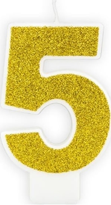 Picture of Party Deco wieczka cyferka z brokatem - 5 - 1 szt. uniwersalny