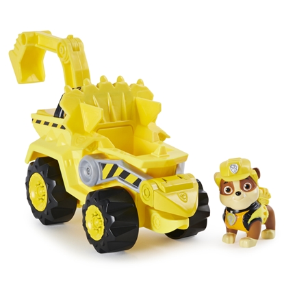 Изображение PAW Patrol , Dino Rescue Rubble’s Deluxe Rev Up Vehicle with Mystery Dinosaur Figure