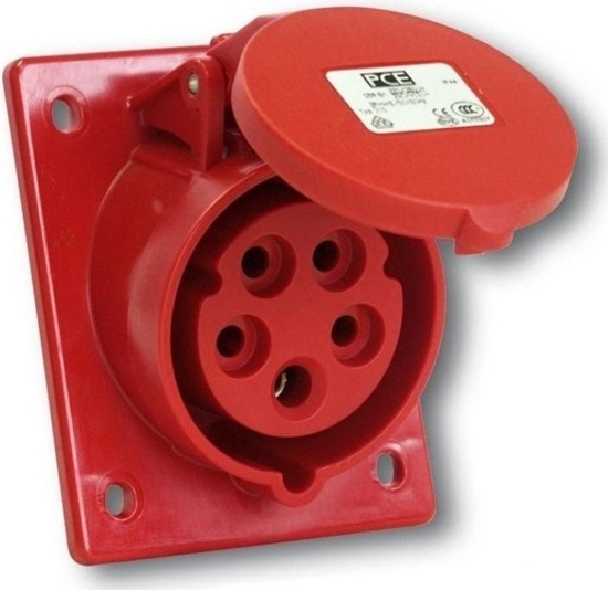 Изображение PCE Gniazdo tablicowe skone 32A 4P 400V czerwone IP44 TWIST (424-6)