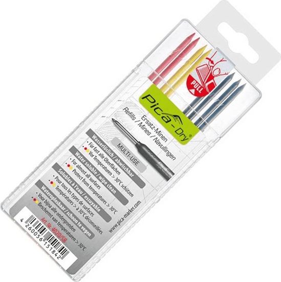 Picture of PICA PICA WKADY WYMIENNE ROZPUSZCZALNE W WODZIE /4-GRFIT/2-CZERWONY/2-ÓTY /KARTA DO OÓWKA 3030 PICA4020SB