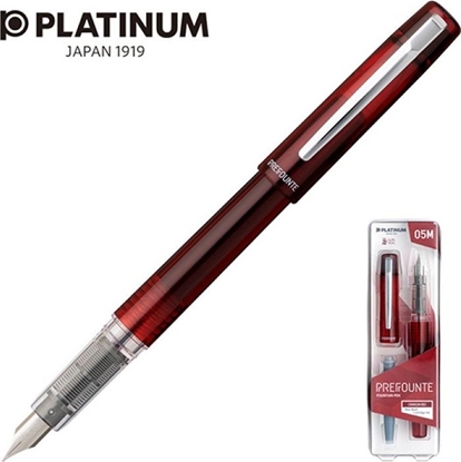 Attēls no Platinum Pióro wieczne Platinum Prefounte Crimson Red, M, w plastikowym opakowaniu, na blistrze, bordowe