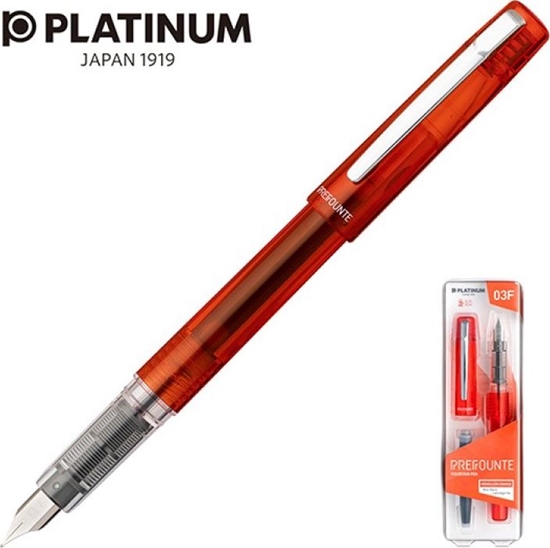 Picture of Platinum Pióro wieczne Platinum Prefounte Vermilion Orange, F, w plastikowym opakowaniu, na blistrze, pomaraczowe