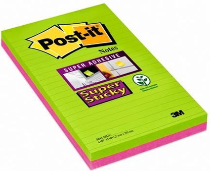 Изображение Post-it Notes SUPER STICKY ULTRA 5845-SSUC 125x200mm, 45k linia, opakowanie 4 sztuki