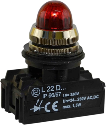 Attēls no Promet Lampka sygnalizacyjna 22mm czerwona 24 - 230V AC / DC (W0-LDU1-L22GD C)