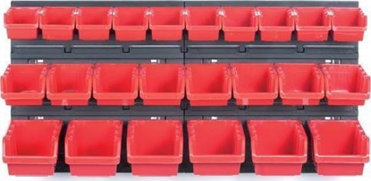 Attēls no Prosperplast KISTENBERG TABLICA WARSZTATOWA Z KUWETAMI CZARNA 80x40cm 2szt + 24 POJEMNIKów NTBNP2 CZERWONA KOR2-S411