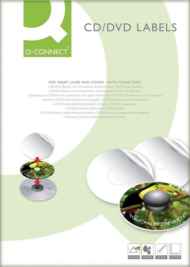Picture of Q-Connect Etykiety na pyty CD/DVD Q-CONNECT, rednica 117mm, okrge, biae