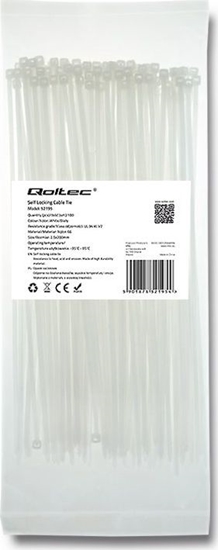 Picture of Qoltec 52195 Zippers 2.5 200 100pcs nylon UV White