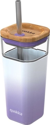 Изображение Quokka Quokka Liquid Cube - Kubek szklany 540 ml ze słomką ze stali nierdzewnej (Lilac Gradient) (40055) - 40055