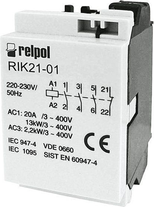 Picture of Relpol Stycznik mocy 3P 230V AC 1Z 0R RIK21-10-230 (2608208)