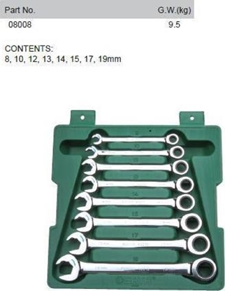 Picture of SATA SATA KLUCZE PASKO-OCZKOWE Z PODWÓJN GRZECHOTK ZESTAW 8 szt. GL08008