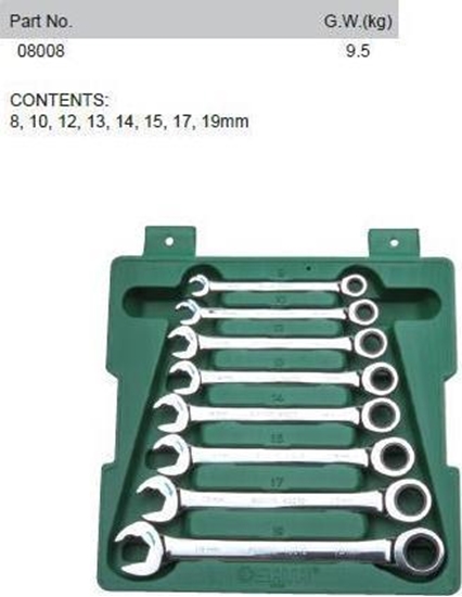 Picture of SATA SATA KLUCZE PASKO-OCZKOWE Z PODWÓJN GRZECHOTK ZESTAW 8 szt. GL08008