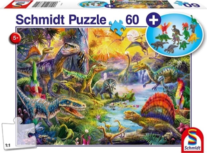 Picture of Schleich Puzzle 60 Dinozaury + zestaw figurek G3