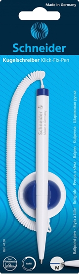 Изображение Schneider Długopis Klick-Fix-Pen SCHNEIDER, na sprężynce, samoprzylepny, M, blister, biały / niebieski