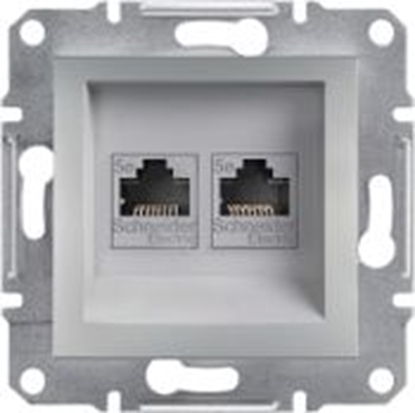 Picture of Schneider Electric Gniazdo komputerowe Asfora 2 x RJ45 kat. 5e UTP bez ramki aluminium (EPH4400161)