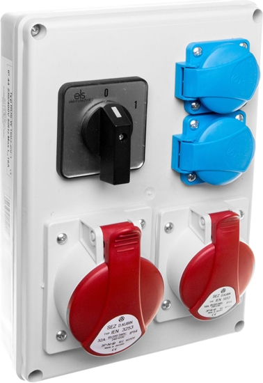 Picture of SEZ Rozdzielnica 1x16A 5P/ 1x32A 5P 2x230V TVM 21 IP44 wycznik 0-1 (ROS-W1603.2/0-1)