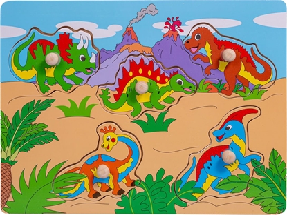 Picture of Smily Play Ukadanka drewniana z uchwytami Puzzle Dinozaury Smily Play
