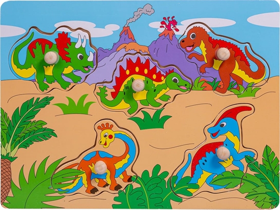 Picture of Smily Play Ukadanka drewniana z uchwytami Puzzle Dinozaury Smily Play
