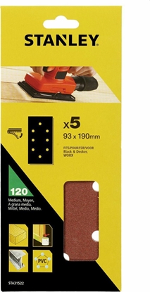 Picture of STA.PAPIER CIERNY 93mm x 190mm P120 /5szt. 8 OTWORÓW NA RZEP