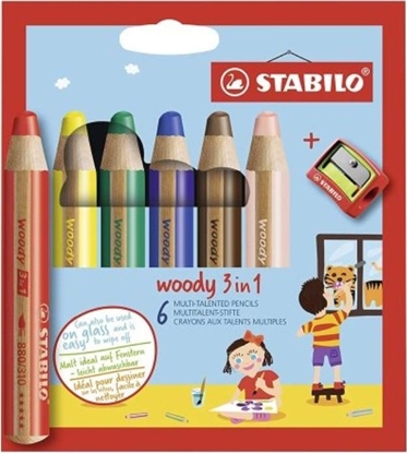 Изображение Stabilo Kredki Woody 3w1 6 kol + temperówka STABILO