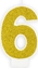 Изображение wieczka urodzinowa, cyferka 6, zota brokatowa, 7 cm. uniwersalny
