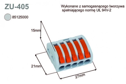 Picture of Simet Uniwersalna do przewodów jedno- i wielodrutowych, 5-torowa 2,5mm2 24A szary (ZU-405) (85125000)
