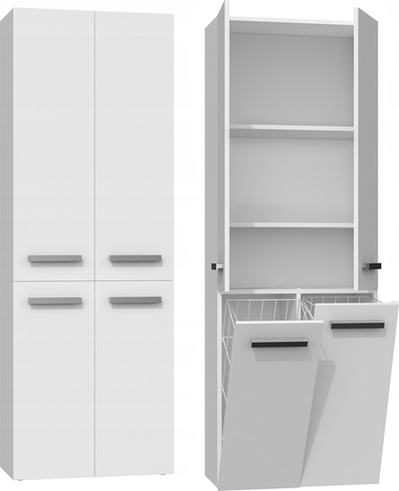 Picture of Topeshop Szafka azienkowa Nel Dd 2K kosz 60cm biel mat