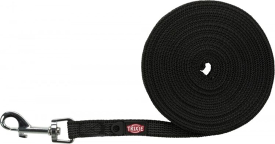Изображение Trixie Smycz treningowa, dla psa, czarna, tama parciana, SM: 10 m/15 mm, gumowana