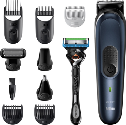 Picture of Braun All-in-one trimmer MGK7330 Cordless, Number of length steps 13, Black/Blue