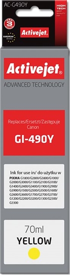 Изображение Tusz Activejet Tusz AC-G490Y (zamiennik Canon GI-490Y; 70 ml; óty)