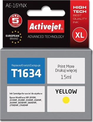Attēls no Tusz Activejet Tusz Activejet AE-16YNX (do drukarki Epson, zamiennik T1634 supreme 15ml yellow) - AE-16YNX
