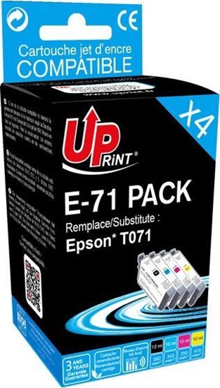 Picture of Tusz UPrint UPrint kompatybilny ink / tusz z C13T071, 1xblack/1xcyan/1xmagenta/1xyellow, 1x12 a 3x10ml, E-71 PACK, dla Epson D78, DX4000, DX40