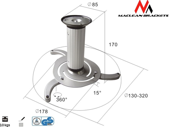 Picture of Uchwyt do projektorów Maclean sufitowy MC-515S