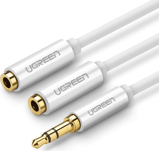 Picture of Kabel Ugreen Jack 3.5mm - Jack 3.5mm x2 0.25m srebrny (UGR644WHT)