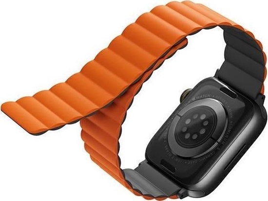 Picture of Uniq UNIQ pasek Revix Apple Watch Series 4/5/6/7/SE 44/45mm. Reversible Magnetic szary-pomaraczowy/grey-orange