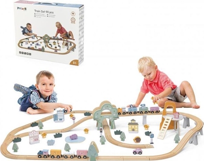 Picture of Viga Toys Drewniana kolejka dla dzieci Pocig Tor 90 elementów
