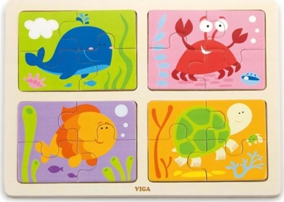 Picture of Viga Toys VIGA Drewniane Puzzle Zwierzta Morskie 4w1