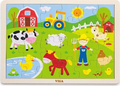 Attēls no Viga Viga 50197 Puzzle na podkładce 24 elementy - farma VIGA 50197 PUZZLE NA PODKŁADCE 24SZT - ELEMENTY (1808, Viga)