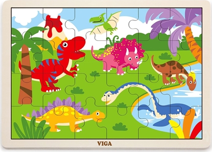 Изображение Viga Viga 51460 Puzzle na podkładce 24 elementy - dinozaury