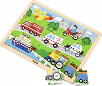 Изображение Viga Viga 51462 Puzzle na podkładce 24 elementy - pojazdy w mieście