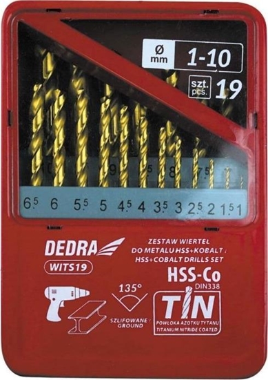 Изображение Wierto Dedra Zestaw wierte Dedra WITS19 19 szt. do metalu