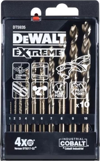 Picture of Wierto Dewalt do metalu kobaltowe walcowe 2 7 4 5 1 3 6 10 8 9mm 10szt. (DT5935-QZ)