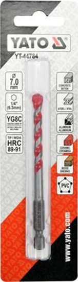 Picture of Wierto Yato `Wierto uniwersalne 7,0x85 mm.uchwyt 1/4"Hex (beton,ceramika,stal,alum.,PCV,drewno)