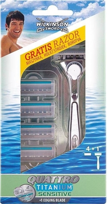 Attēls no Wilkinson  Quattro Titanium Sensitive maszynka do golenia z wymiennymi ostrzami 1szt + wkłady 4szt