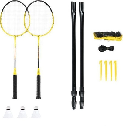 Picture of NILS NRZ262 ALUMINIUM badminton set 2 rackets, 3 feather darts, 600x60cm net, case