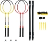 Picture of NILS NRZ264 ALUMINIUM badminton set 4 rackets, 3 feather darts, 600x60cm net, case