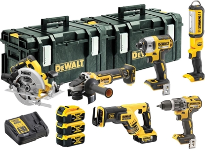 Изображение Instrumentu komplekts DeWalt DCK623P3-QW (DCG405 + DCS367 + DCS570 + DCF887 + DCD796 + DCL050); 18 V; 3x5,0 Ah akum.