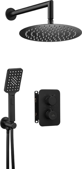 Изображение Zestaw prysznicowy Deante KOMPLET PODTYNKOWY NATRYSKOWY NERO Z BOXEM TERMOSTATYCZNYM OKRGY