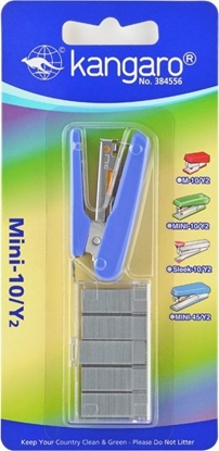 Picture of Zszywacz Kangaro Zszywacz KANGARO Mini-10/Y2+zszywki, zszywa do 10 kartek, blister, bekitny