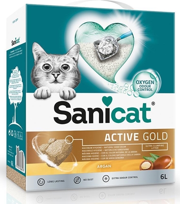 Attēls no wirek dla kota Sanicat Active Gold Argan, wirek, dla kota, bentonit, 6l, zbrylajcy